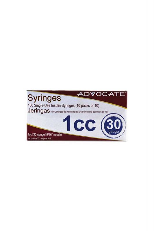 ADVOCATE INSULIN SYRINGES 100/BOX 30G 1 cc