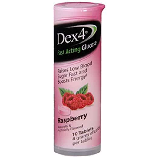 Dex4 Glucose Tablets 10 count Raspberry Flavor