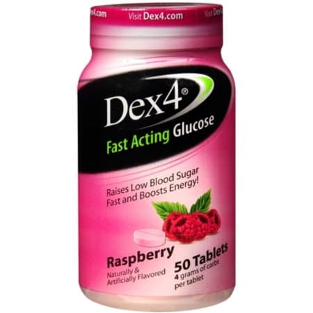 Dex4 Glucose Tablets 50 count Raspberry Flavor