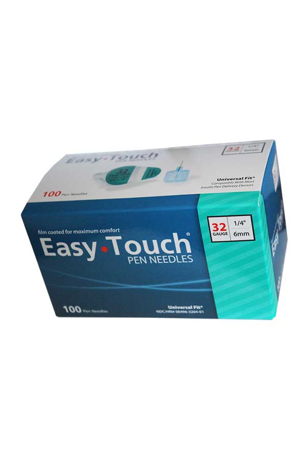 EasyTouch Insulin Pen Needles 100 count 32g 1/4 6mm - Diabetic Plaza