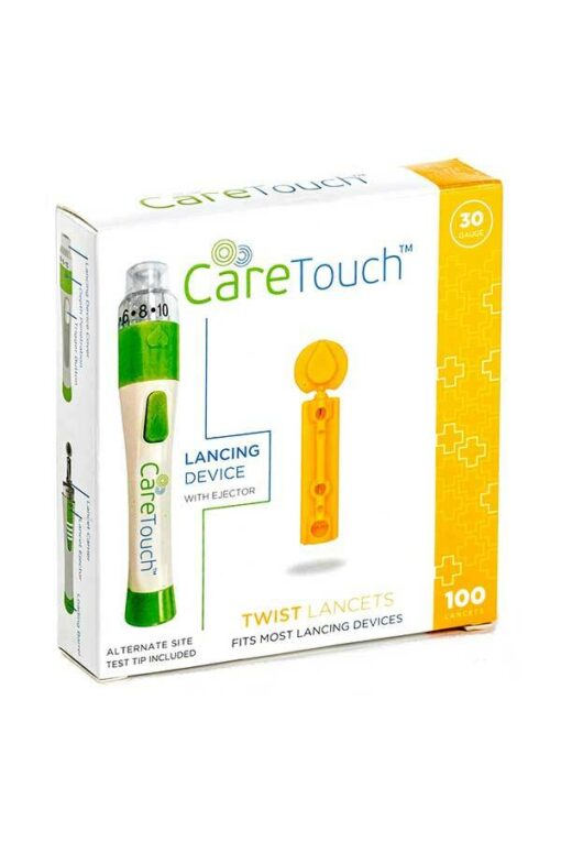 Caretouch-lancets-twist-top-100-count-30G-caretouch-lancing-device